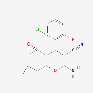 molecular formula C18H16ClFN2O2 B5048309 2-amino-4-(2-chloro-6-fluorophenyl)-7,7-dimethyl-5-oxo-5,6,7,8-tetrahydro-4H-chromene-3-carbonitrile 