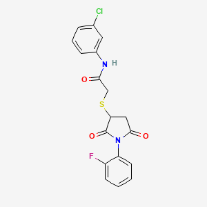 molecular formula C18H14ClFN2O3S B5048386 N-(3-chlorophenyl)-2-{[1-(2-fluorophenyl)-2,5-dioxo-3-pyrrolidinyl]thio}acetamide 