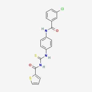 molecular formula C19H14ClN3O2S2 B5048473 N-[({4-[(3-chlorobenzoyl)amino]phenyl}amino)carbonothioyl]-2-thiophenecarboxamide 