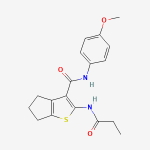 molecular formula C18H20N2O3S B5048665 N-(4-methoxyphenyl)-2-(propanoylamino)-5,6-dihydro-4H-cyclopenta[b]thiophene-3-carboxamide 