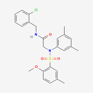 molecular formula C25H27ClN2O4S B5048742 N-[(2-chlorophenyl)methyl]-2-(N-(2-methoxy-5-methylphenyl)sulfonyl-3,5-dimethylanilino)acetamide 