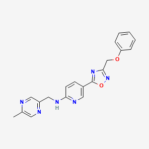 molecular formula C20H18N6O2 B5048850 N-[(5-methyl-2-pyrazinyl)methyl]-5-[3-(phenoxymethyl)-1,2,4-oxadiazol-5-yl]-2-pyridinamine 