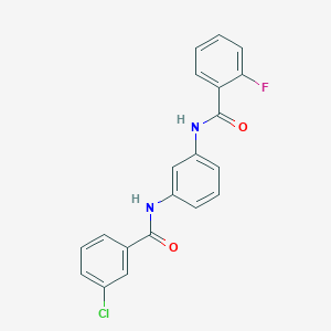 molecular formula C20H14ClFN2O2 B504888 N-[3-[(3-chlorobenzoyl)amino]phenyl]-2-fluorobenzamide 