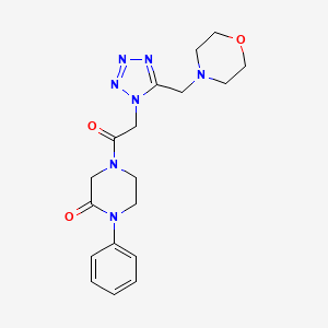 molecular formula C18H23N7O3 B5048898 4-{[5-(4-morpholinylmethyl)-1H-tetrazol-1-yl]acetyl}-1-phenyl-2-piperazinone 