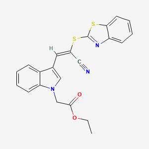 molecular formula C22H17N3O2S2 B5049088 ethyl 2-[3-[(E)-2-(1,3-benzothiazol-2-ylsulfanyl)-2-cyanoethenyl]indol-1-yl]acetate 