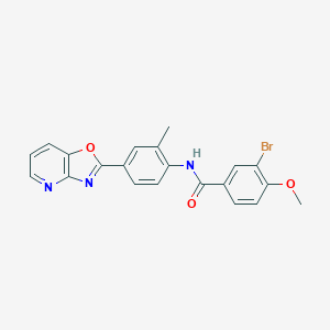 molecular formula C21H16BrN3O3 B504916 3-bromo-4-methoxy-N-[2-methyl-4-([1,3]oxazolo[4,5-b]pyridin-2-yl)phenyl]benzamide 