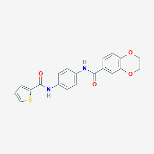 molecular formula C20H16N2O4S B504927 N-[4-(THIOPHENE-2-AMIDO)PHENYL]-2,3-DIHYDRO-1,4-BENZODIOXINE-6-CARBOXAMIDE 