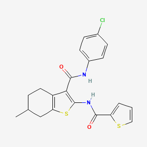molecular formula C21H19ClN2O2S2 B5049703 N-(4-chlorophenyl)-6-methyl-2-[(thiophen-2-ylcarbonyl)amino]-4,5,6,7-tetrahydro-1-benzothiophene-3-carboxamide 