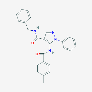 molecular formula C25H22N4O2 B504973 N-BENZYL-5-(4-METHYLBENZAMIDO)-1-PHENYL-1H-PYRAZOLE-4-CARBOXAMIDE 
