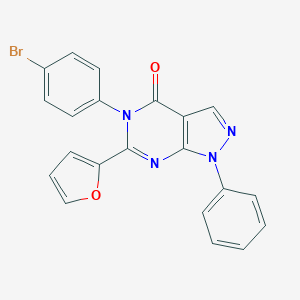 molecular formula C21H13BrN4O2 B504986 5-(4-bromophenyl)-6-(2-furyl)-1-phenyl-1,5-dihydro-4H-pyrazolo[3,4-d]pyrimidin-4-one 
