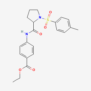 molecular formula C21H24N2O5S B5049889 Ethyl 4-[[1-(4-methylphenyl)sulfonylpyrrolidine-2-carbonyl]amino]benzoate 