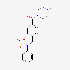 molecular formula C20H25N3O3S B5050073 N-[[4-(4-methylpiperazine-1-carbonyl)phenyl]methyl]-N-phenylmethanesulfonamide 