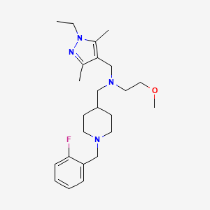 molecular formula C24H37FN4O B5050127 N-[(1-ethyl-3,5-dimethylpyrazol-4-yl)methyl]-N-[[1-[(2-fluorophenyl)methyl]piperidin-4-yl]methyl]-2-methoxyethanamine 