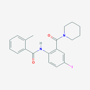 molecular formula C20H21IN2O2 B505035 N-[4-iodo-2-(piperidin-1-ylcarbonyl)phenyl]-2-methylbenzamide 