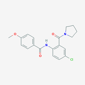 molecular formula C19H19ClN2O3 B505066 N-[4-chloro-2-(1-pyrrolidinylcarbonyl)phenyl]-4-methoxybenzamide 