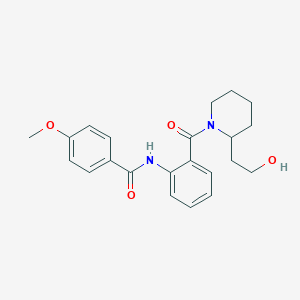 molecular formula C22H26N2O4 B505068 N-(2-{[2-(2-hydroxyethyl)-1-piperidinyl]carbonyl}phenyl)-4-methoxybenzamide 