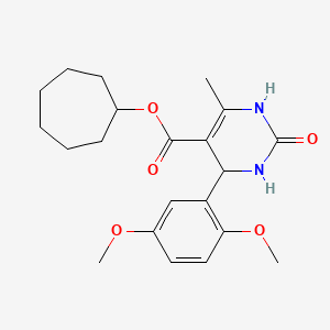 molecular formula C21H28N2O5 B5050752 Cycloheptyl 4-(2,5-dimethoxyphenyl)-6-methyl-2-oxo-1,2,3,4-tetrahydropyrimidine-5-carboxylate 