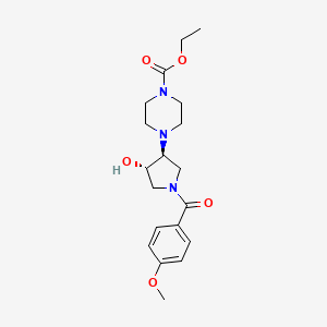 molecular formula C19H27N3O5 B5050793 ethyl 4-[(3S*,4S*)-4-hydroxy-1-(4-methoxybenzoyl)-3-pyrrolidinyl]-1-piperazinecarboxylate 