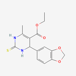 molecular formula C15H16N2O4S B5050801 ethyl 4-(1,3-benzodioxol-5-yl)-6-methyl-2-thioxo-1,2,3,4-tetrahydro-5-pyrimidinecarboxylate 