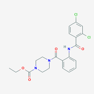 molecular formula C21H21Cl2N3O4 B505081 ethyl 4-{2-[(2,4-dichlorobenzoyl)amino]benzoyl}-1-piperazinecarboxylate 