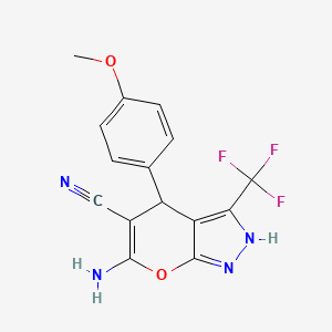 6-amino-4-(4-methoxyphenyl)-3-(trifluoromethyl)-1,4-dihydropyrano[2,3-c]pyrazole-5-carbonitrile