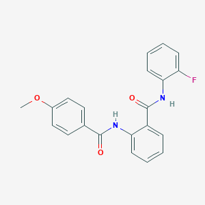 molecular formula C21H17FN2O3 B505108 N-(2-fluorophenyl)-2-[(4-methoxybenzoyl)amino]benzamide 