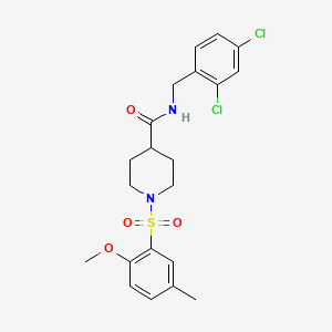 molecular formula C21H24Cl2N2O4S B5051283 N-[(2,4-dichlorophenyl)methyl]-1-(2-methoxy-5-methylphenyl)sulfonylpiperidine-4-carboxamide 