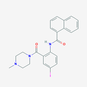 molecular formula C23H22IN3O2 B505133 N-{4-iodo-2-[(4-methyl-1-piperazinyl)carbonyl]phenyl}-1-naphthamide 