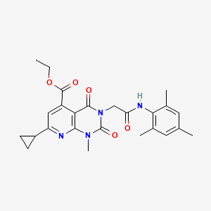 molecular formula C25H28N4O5 B5051358 ETHYL 7-CYCLOPROPYL-1-METHYL-2,4-DIOXO-3-{[(2,4,6-TRIMETHYLPHENYL)CARBAMOYL]METHYL}-1H,2H,3H,4H-PYRIDO[2,3-D]PYRIMIDINE-5-CARBOXYLATE 