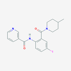 molecular formula C19H20IN3O2 B505150 N-{4-iodo-2-[(4-methyl-1-piperidinyl)carbonyl]phenyl}nicotinamide 