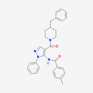 molecular formula C30H30N4O2 B505154 N-[4-(4-BENZYLPIPERIDINE-1-CARBONYL)-1-PHENYL-1H-PYRAZOL-5-YL]-4-METHYLBENZAMIDE 