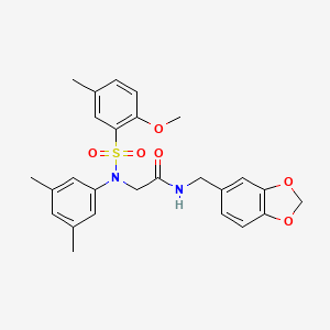 molecular formula C26H28N2O6S B5051549 N-(1,3-benzodioxol-5-ylmethyl)-2-(N-(2-methoxy-5-methylphenyl)sulfonyl-3,5-dimethylanilino)acetamide 