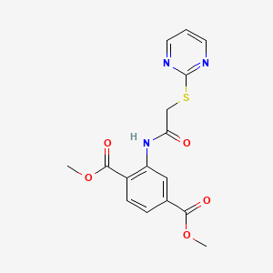 molecular formula C16H15N3O5S B5051643 DIMETHYL 2-{[2-(2-PYRIMIDINYLSULFANYL)ACETYL]AMINO}TEREPHTHALATE 