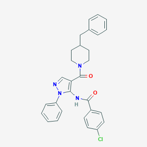 molecular formula C29H27ClN4O2 B505174 N-[4-(4-BENZYLPIPERIDINE-1-CARBONYL)-1-PHENYL-1H-PYRAZOL-5-YL]-4-CHLOROBENZAMIDE 