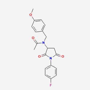 molecular formula C20H19FN2O4 B5051806 N-[1-(4-fluorophenyl)-2,5-dioxopyrrolidin-3-yl]-N-[(4-methoxyphenyl)methyl]acetamide 