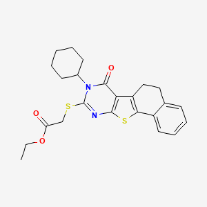 molecular formula C24H26N2O3S2 B5051925 ethyl 2-[(13-cyclohexyl-12-oxo-17-thia-13,15-diazatetracyclo[8.7.0.02,7.011,16]heptadeca-1(10),2,4,6,11(16),14-hexaen-14-yl)sulfanyl]acetate 