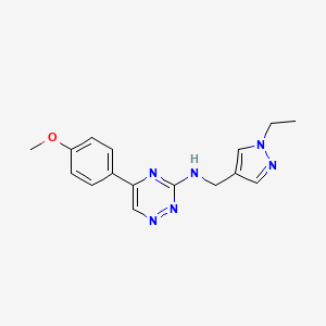 molecular formula C16H18N6O B5051932 N-[(1-ethylpyrazol-4-yl)methyl]-5-(4-methoxyphenyl)-1,2,4-triazin-3-amine 