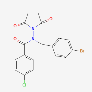 molecular formula C18H14BrClN2O3 B5051949 N-[(4-bromophenyl)methyl]-4-chloro-N-(2,5-dioxopyrrolidin-1-yl)benzamide 