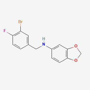 molecular formula C14H11BrFNO2 B5052076 N-[(3-bromo-4-fluorophenyl)methyl]-1,3-benzodioxol-5-amine 