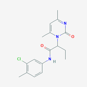 molecular formula C17H20ClN3O2 B5052116 N-(3-chloro-4-methylphenyl)-2-(4,6-dimethyl-2-oxopyrimidin-1-yl)butanamide 