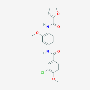 molecular formula C20H17ClN2O5 B505249 N-{4-[(3-chloro-4-methoxybenzoyl)amino]-2-methoxyphenyl}-2-furamide 