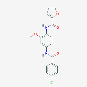 molecular formula C19H15ClN2O4 B505251 N-{4-[(4-chlorobenzoyl)amino]-2-methoxyphenyl}-2-furamide 