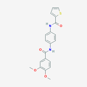 molecular formula C20H18N2O4S B505257 N-(4-{[(3,4-dimethoxyphenyl)carbonyl]amino}phenyl)thiophene-2-carboxamide 