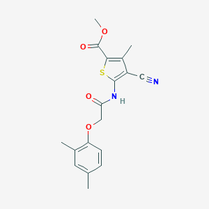 molecular formula C18H18N2O4S B505266 Methyl 4-cyano-5-{[(2,4-dimethylphenoxy)acetyl]amino}-3-methyl-2-thiophenecarboxylate 