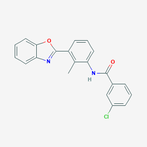 molecular formula C21H15ClN2O2 B505276 N-[3-(1,3-benzoxazol-2-yl)-2-methylphenyl]-3-chlorobenzamide 