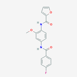 molecular formula C19H15FN2O4 B505278 N-{4-[(4-fluorobenzoyl)amino]-2-methoxyphenyl}-2-furamide CAS No. 590396-26-2