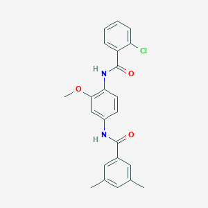 molecular formula C23H21ClN2O3 B505290 N-[4-[(2-chlorobenzoyl)amino]-3-methoxyphenyl]-3,5-dimethylbenzamide 