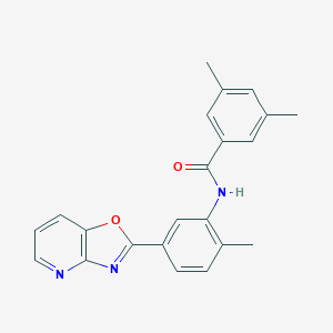 molecular formula C22H19N3O2 B505291 3,5-dimethyl-N-[2-methyl-5-([1,3]oxazolo[4,5-b]pyridin-2-yl)phenyl]benzamide CAS No. 740838-45-3