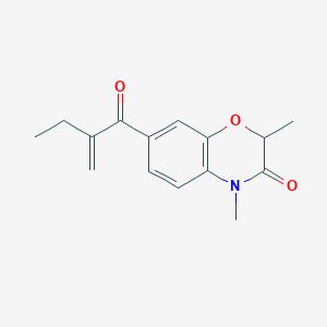 molecular formula C15H17NO3 B050530 2,4-Dimethyl-7-(2-methylene-1-oxobutyl)-2H-1,4-benzoxazin-3(4H)-one CAS No. 116337-82-7