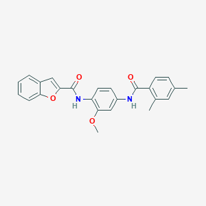 molecular formula C25H22N2O4 B505313 N-{4-[(2,4-dimethylbenzoyl)amino]-2-methoxyphenyl}-1-benzofuran-2-carboxamide 
